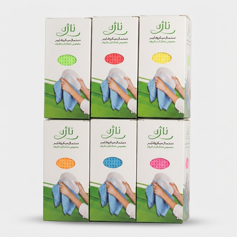 دستمال ظروف آشپزخانه ناژه بسته 6 عددی کد N670