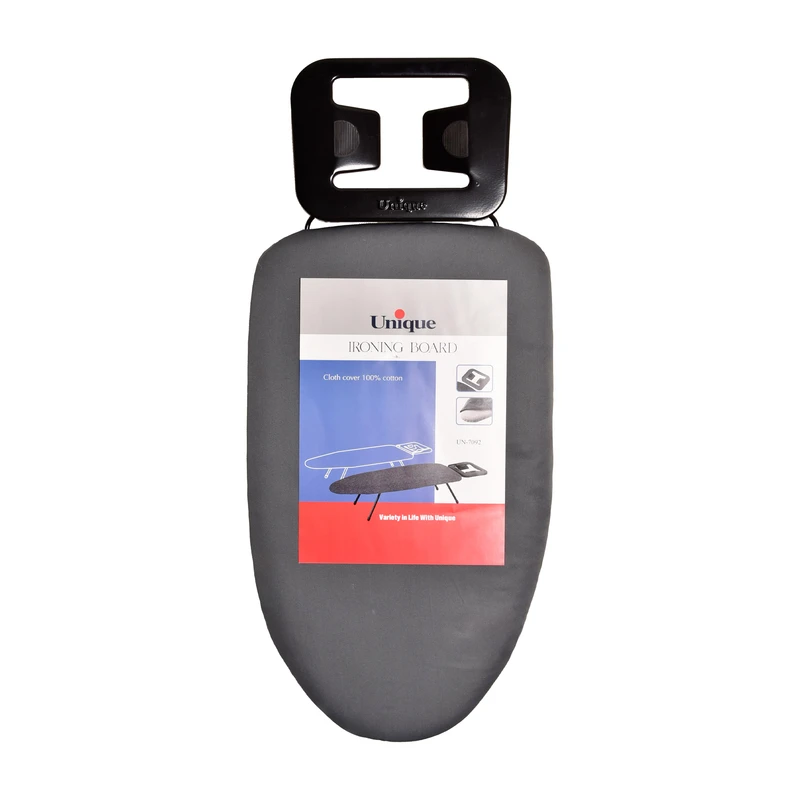 میز اتو نشسته یونیک مدل 7092، با ابعاد 83x37x3 سانتی‌متر، روکش پارچه‌ای، دارای پایه