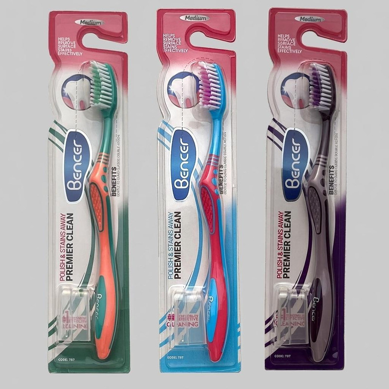 مسواک بنسر مدل PREMIER CLEAN با برس متوسط بسته 3 عددی